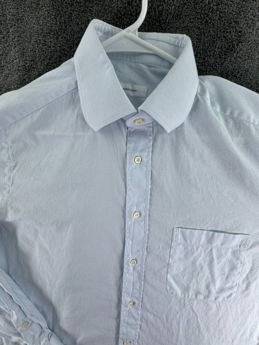Ermenegildo Zegna Men’s Long Sleeve Button Up Shirt Blue Geometric 16 41 Adult
